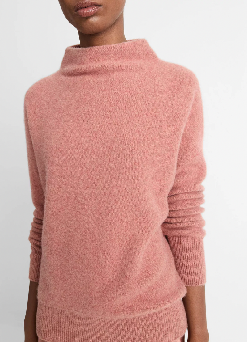 Cashmere Funnel Neck Sweater - Vintage Rose