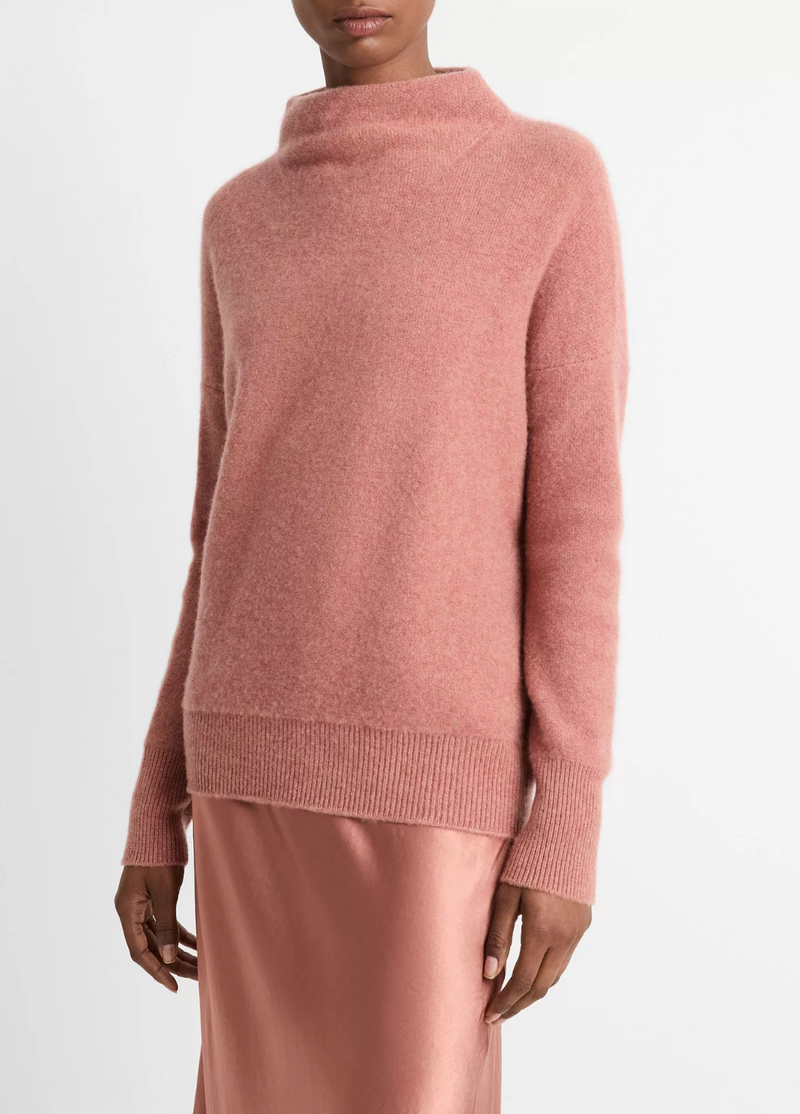 Cashmere Funnel Neck Sweater - Vintage Rose