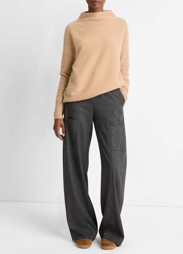 Cashmere Funnel Neck Sweater - Camel