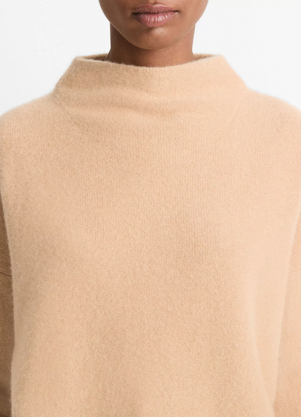 Cashmere Funnel Neck Sweater - Camel