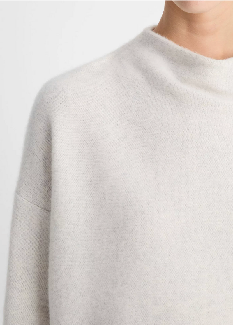 Cashmere Funnel Neck Sweater - Heather Platinum