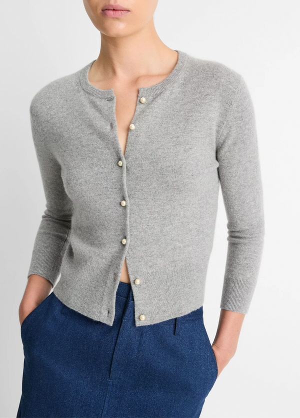 Pearl-Button Wool-Blend Cardigan