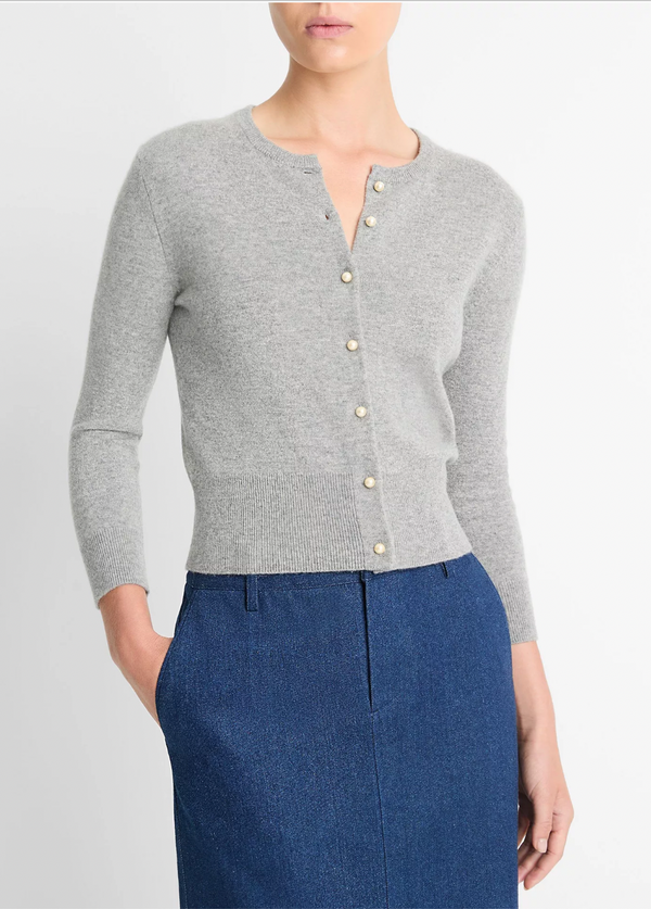 Pearl-Button Wool-Blend Cardigan