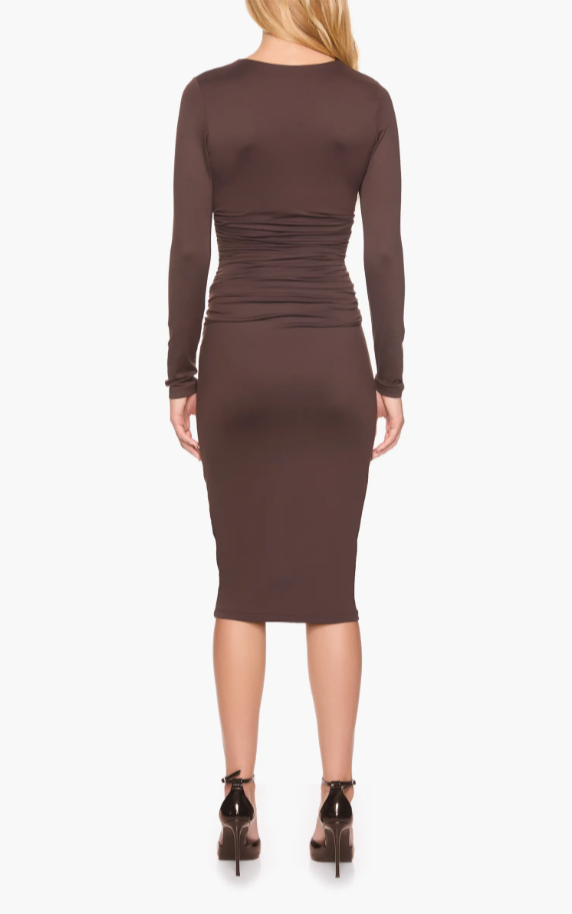 Crew Long Sleeve Stretch Midi Body-Con Dress - Java