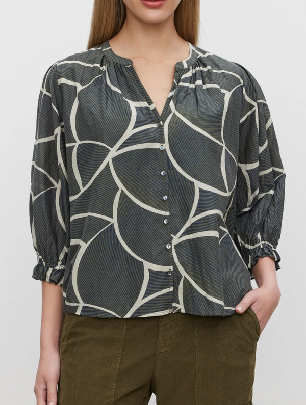 Betty Printed Silk Cotton Voile Top