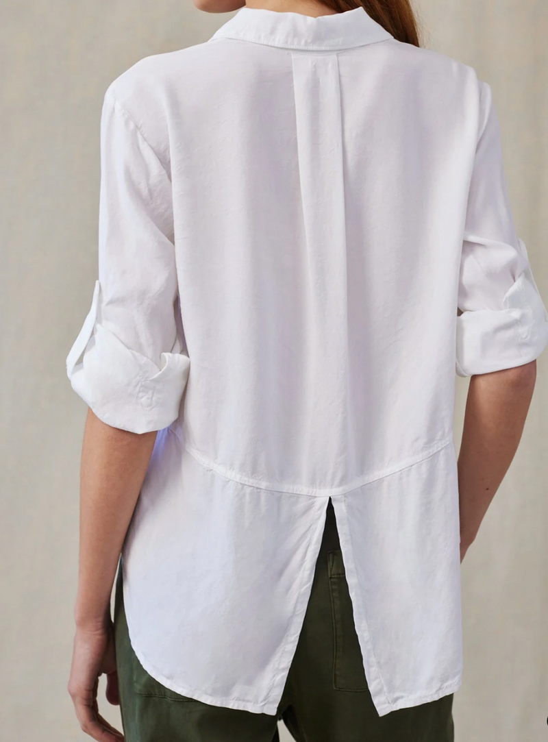 Split Back Button Down - White