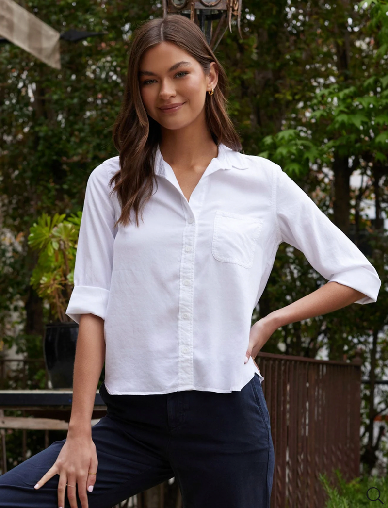 Shirt Tail Button Down - White