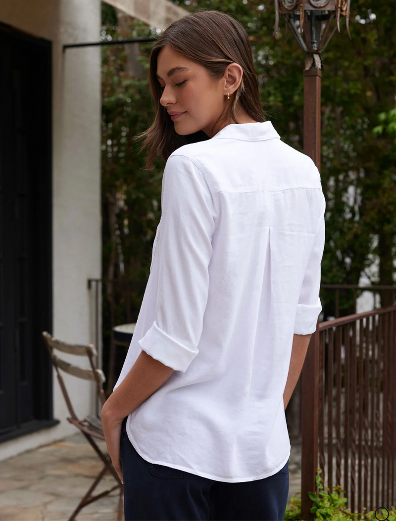 Shirt Tail Button Down - White