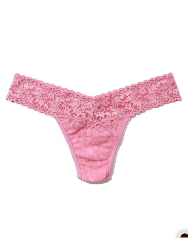 Signature Lace Low Rise Thong - Tea Cake Pink