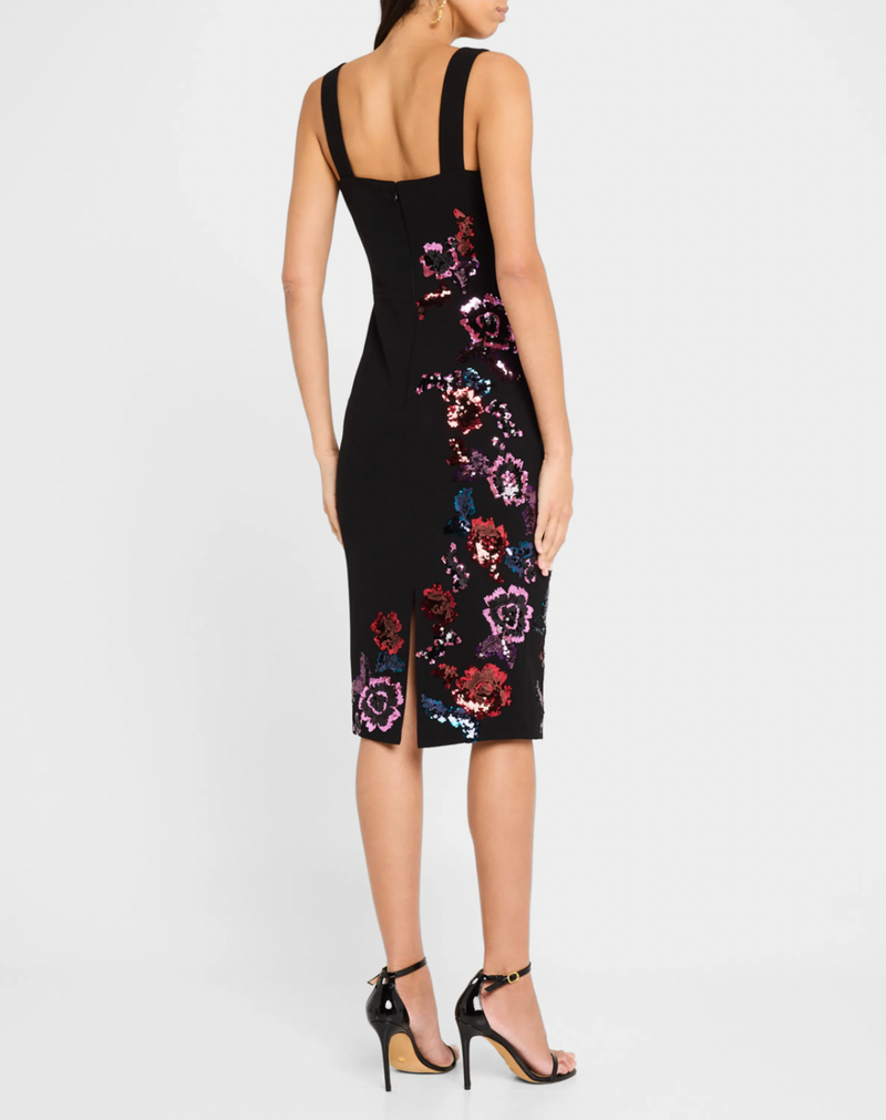 Nicole Sequin Floral Sweetheart Midi Dress