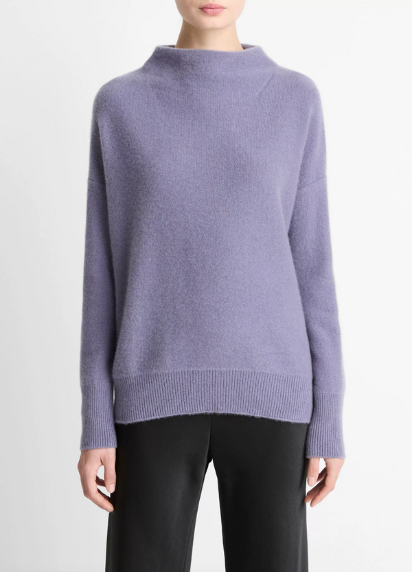 Plush Cashmere Funnel-Neck Sweater - Mauve Iris