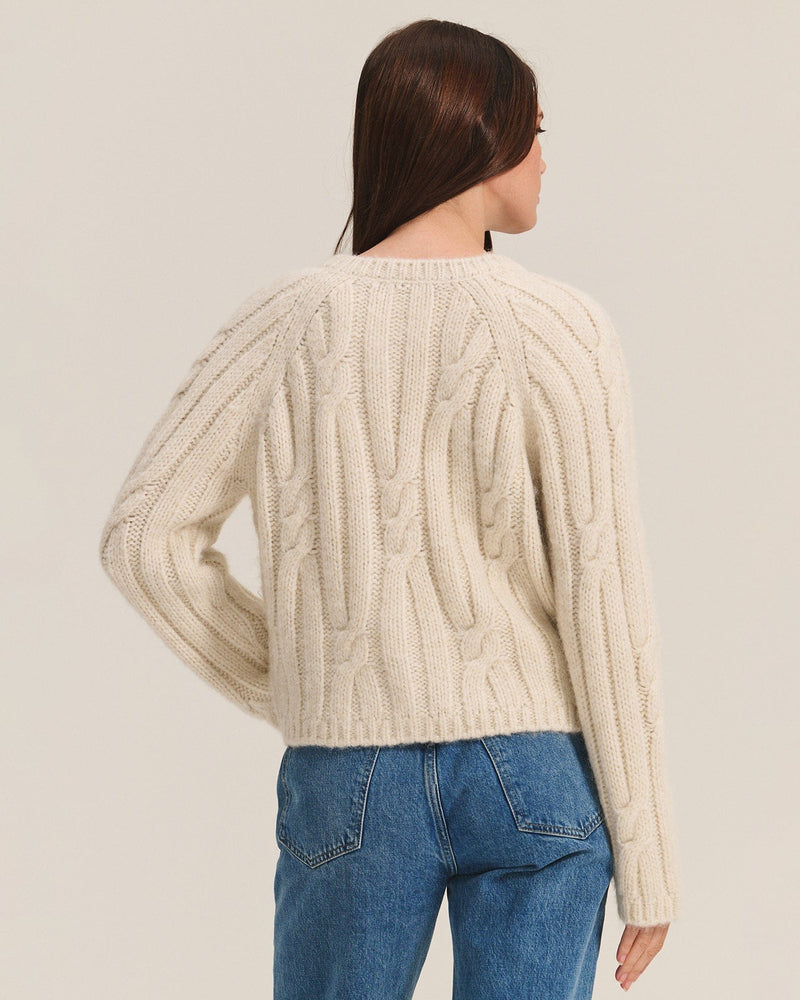 Allison Long Sleeve Crew Cardi in Ivory