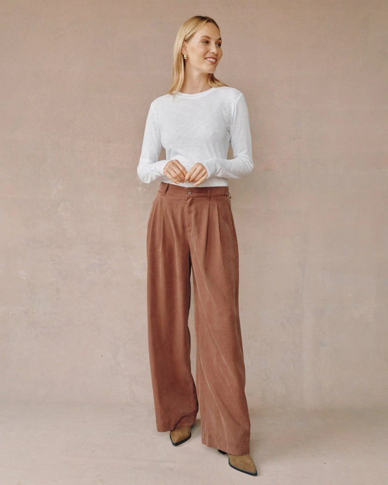 Double Pleated Wide Leg High Waist Pant