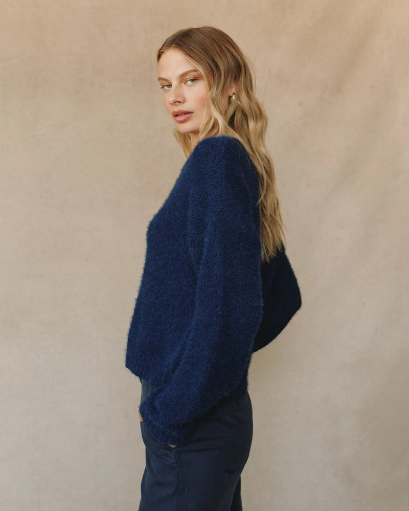 Drop Shoulder Sweater - Eclipse Blue
