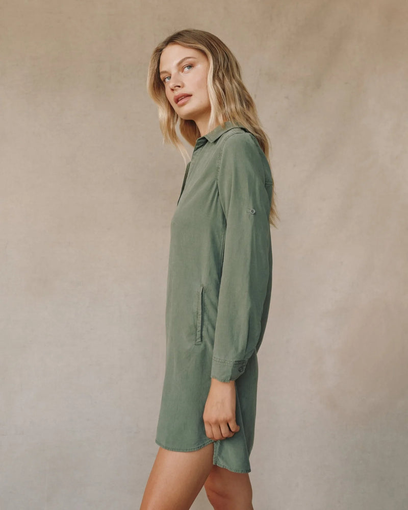 Long Sleeve A Line Shirt Dress - Fernwood