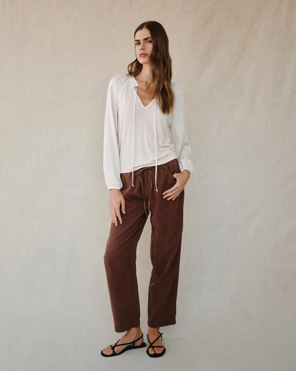 Long Sleeve Raglan Mixed Shirt- Ivory Stone