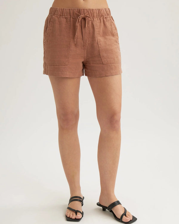 Linen Pocket Short - Terracotta Brown