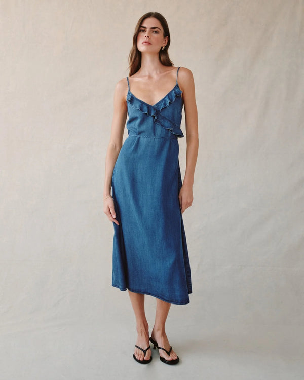 Ruffle Cami Midi Dress - Moonlit Wash