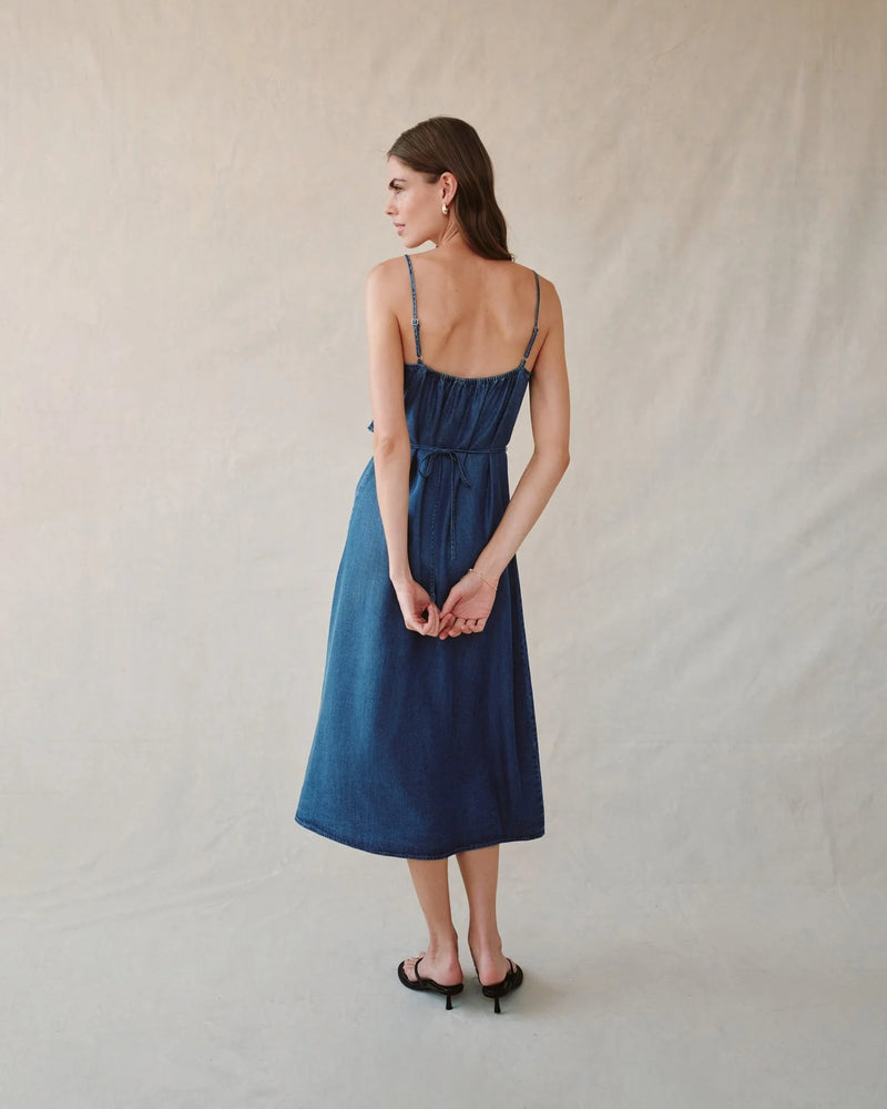 Ruffle Cami Midi Dress - Moonlit Wash