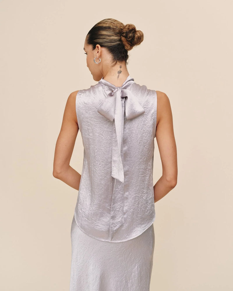 Scarf Neck Blouse - Silver