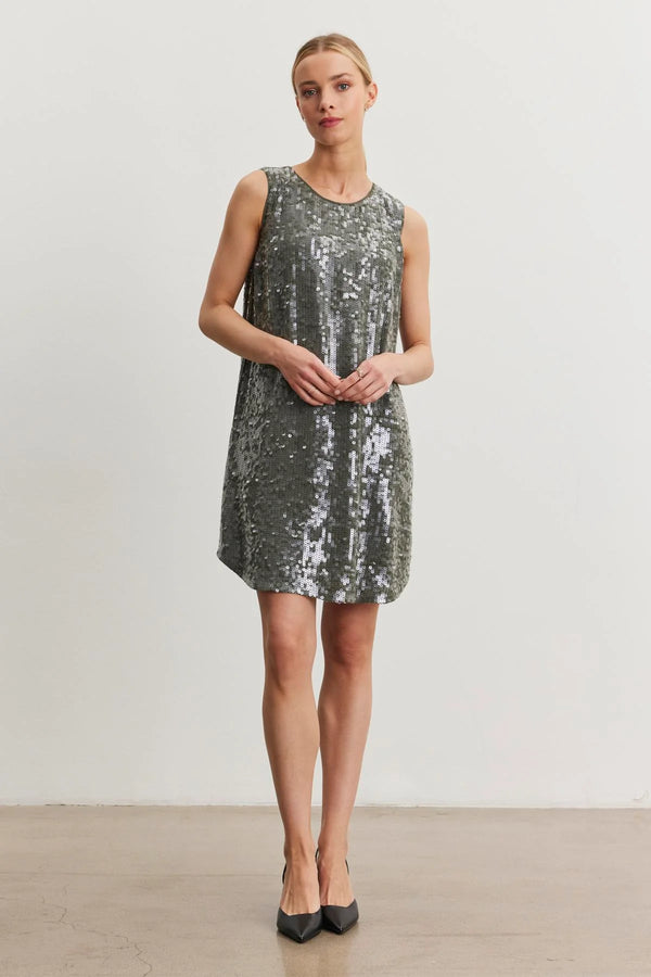 Katherine Sequin Dress - Gunmetal