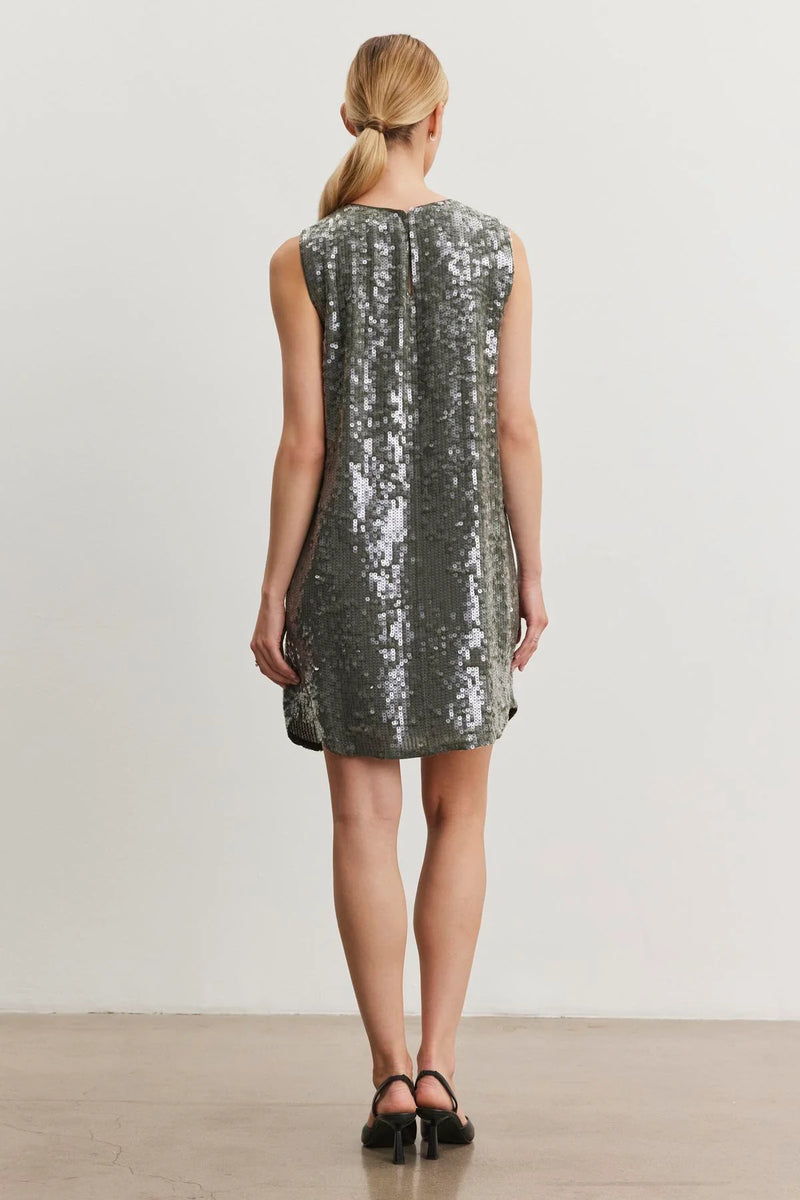 Katherine Sequin Dress - Gunmetal