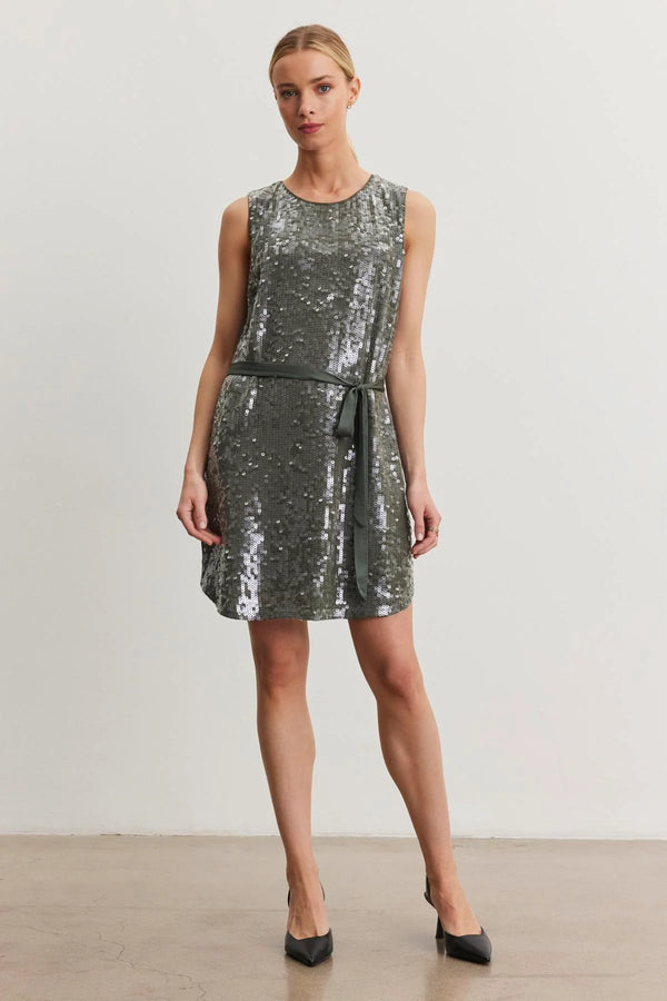 Katherine Sequin Dress - Gunmetal