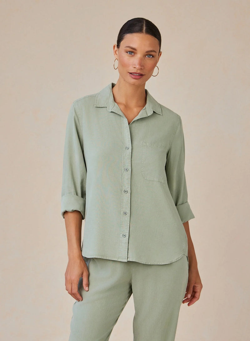 Shirt Tail Button Down - Olive Grove