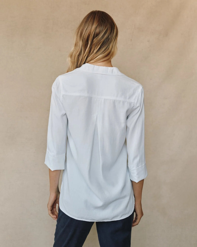 Shirt Tail Button Down Blouse - White