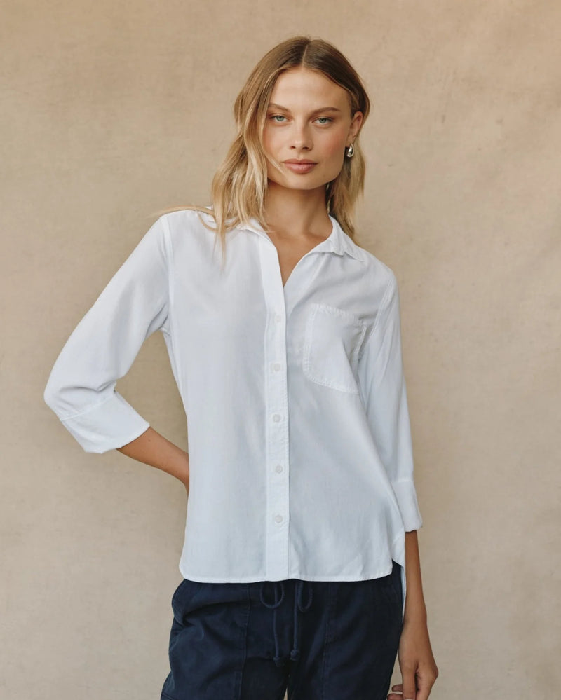 Shirt Tail Button Down Blouse - White