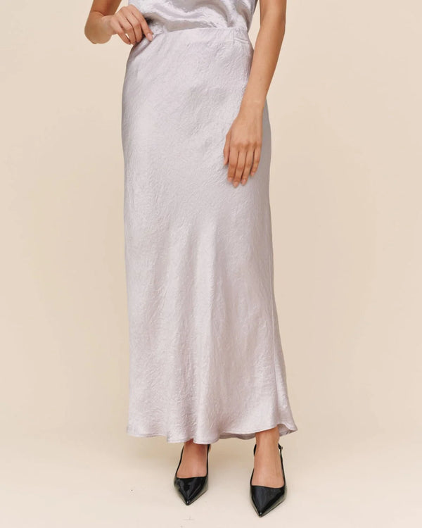 Sleek Bias Maxi Skirt - Silver