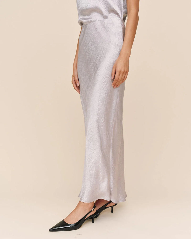Sleek Bias Maxi Skirt - Silver