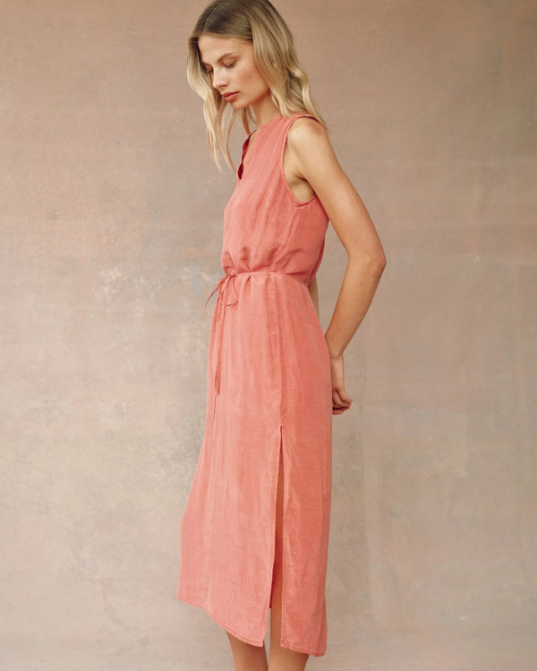 Sleeveless Belted Maxi Dress - Safi Coral