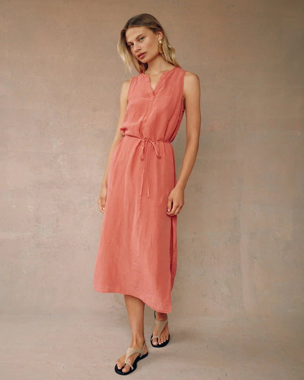 Sleeveless Belted Maxi Dress - Safi Coral