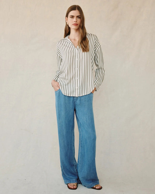 Stripe Oversized Button Down - Fernwood Stripe