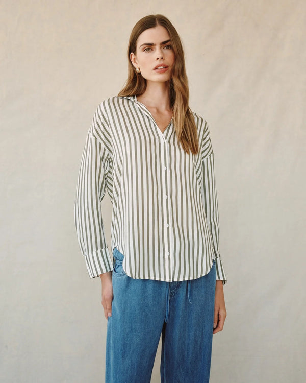 Stripe Oversized Button Down - Fernwood Stripe