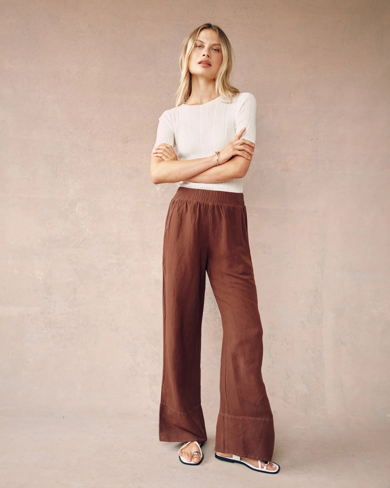 Wide Leg Pant - Henna Brown