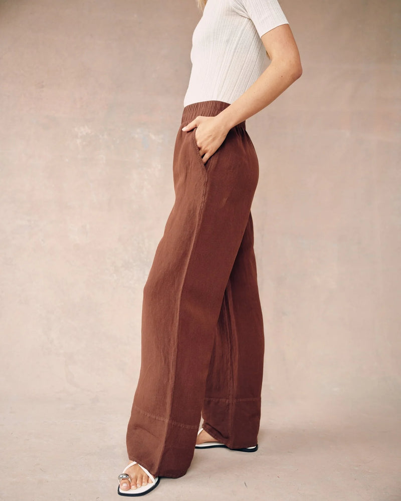 Wide Leg Pant - Henna Brown