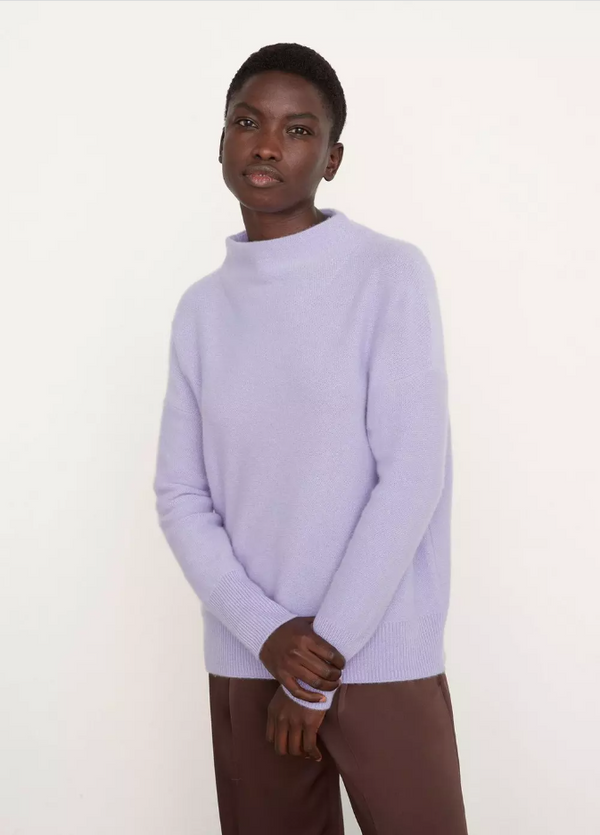 BOILED CASHMERE FUNNEL NECK PULLOVER - LILY STONE