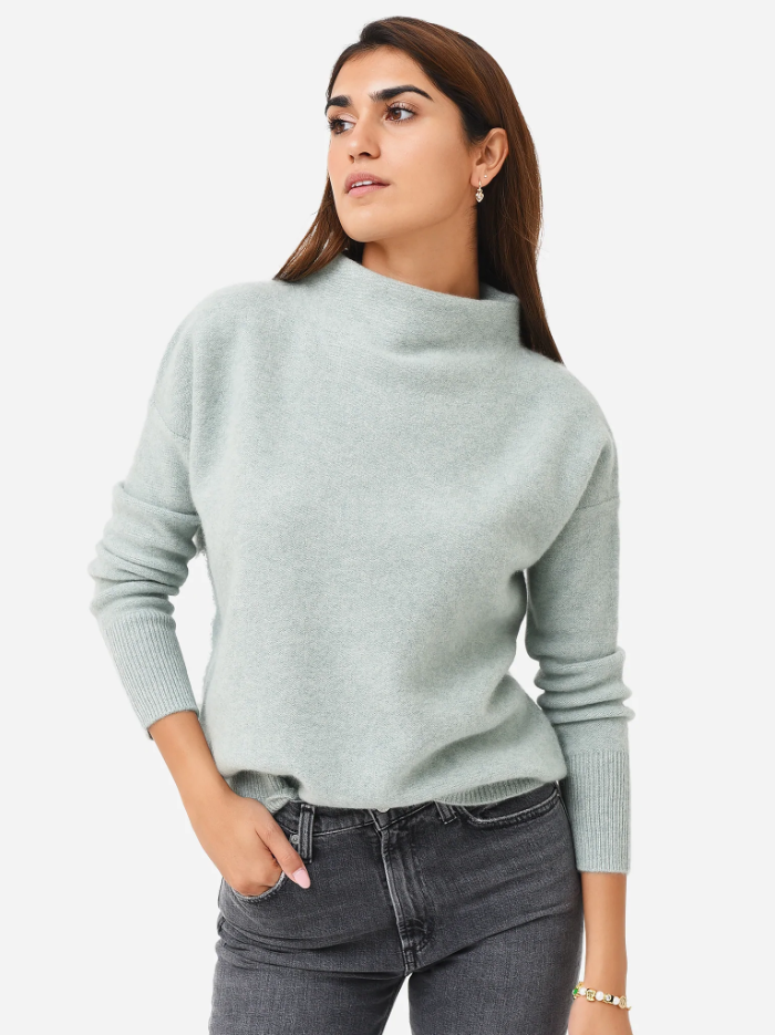 BOILED CASHMERE FUNNEL NECK PULLOVER - MINT